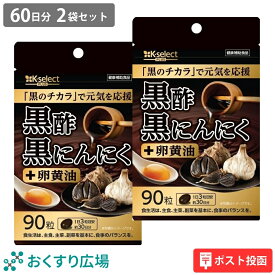 2袋セット 黒酢黒にんにく＋ 90粒(30日分) 熟成発酵 黒にんにく黒酢もろみ 卵黄油 使用 無臭 国産 原料国内製造 植物由来サプリメント 健康