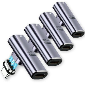 USB4.0 type c to type c �}�O�l�b�g �A�_�v�^�[ 2��� �I�ׂ� �X�g���[�g L�� L�^ �I�X ���X ���E 90° LED PD 140W/5A �}���[�d 40Gbps�����f�[�^�]�� 8K 60Hz �f���o�� �^�C�vc type-c 90�x �I�X ���X USB C �R�l�N