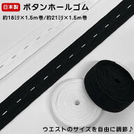 日本製 【ボタンホールゴム】 約18mm×1.5m巻 ／ 約21mm×1.5m巻 ウエスト ゴム マタニティウェア 妊婦 …