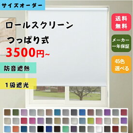 つっぱり　ロールスクリーン　オーダーメイド　10色　取り付け簡単　穴あけ不要　ノンビス　ロールカーテン　突っ張り　遮光　断熱　目隠し　防音　シェード　カスタマイズ　冷暖房