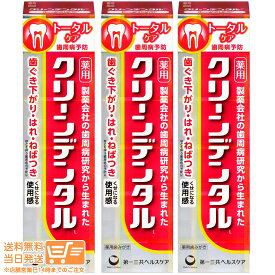 最大2000円クーポン 【3点セット】第一三共ヘルスケア クリーンデンタルL トータルケア 100g 医薬部外品【ヤマト運輸 送料無料 沖縄北海道離島送料別】