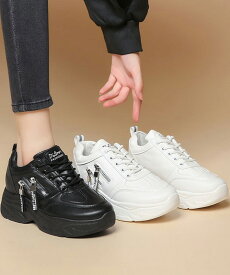 ダッドスニーカー 厚底 レディース 美脚厚底スニーカー白黒 歩きやすいシューズ 韓国ファッション靴