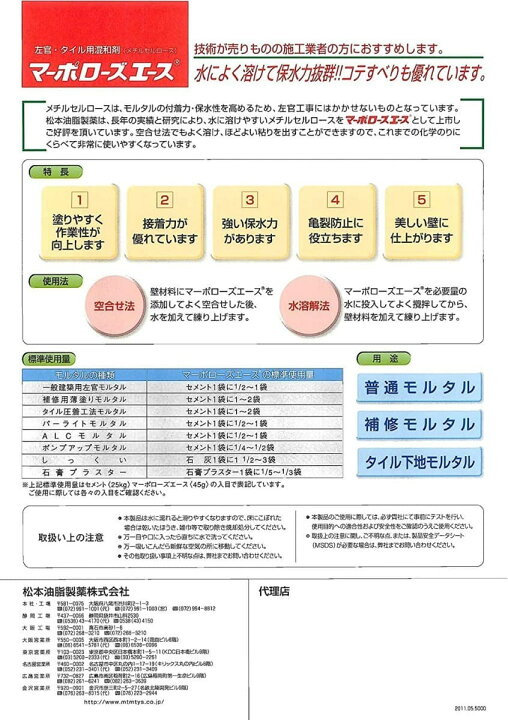 楽天市場】マーポローズエース 左官用モルタル混和剤 45g／袋（バラ 