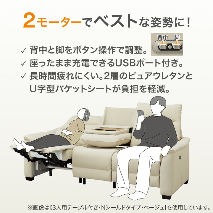 楽天市場】2モーター 傷・汚れに強い合成皮革 1人掛け電動 