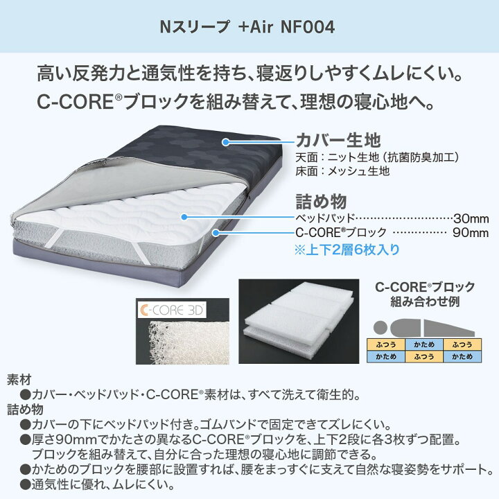 楽天市場】通気性の良い高反発マットレス(Nスリープ プラスエア NF004 