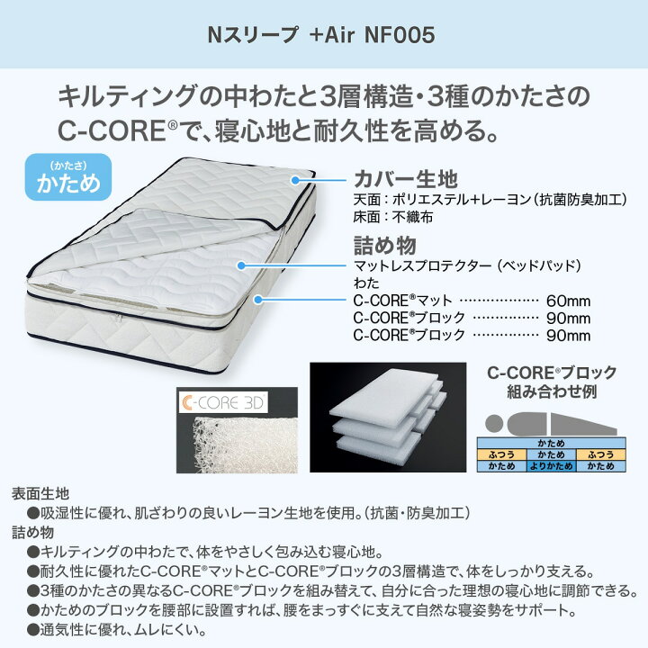 楽天市場】組換え可能なC-COREマットレス(NF005 Nスリープ プラスエア 