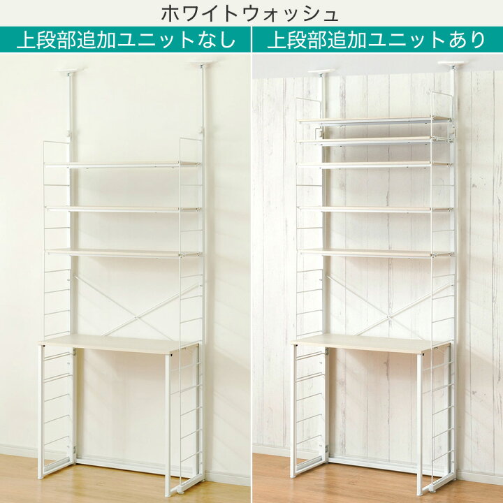 楽天市場】幅80cmセット 【デスク付き】突っ張り壁面収納Nポルダ 