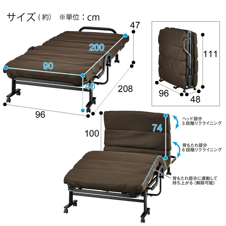 楽天市場】幅96cm リクライニングベッド (OLBN2 BR) ニトリ 【玄関先迄 