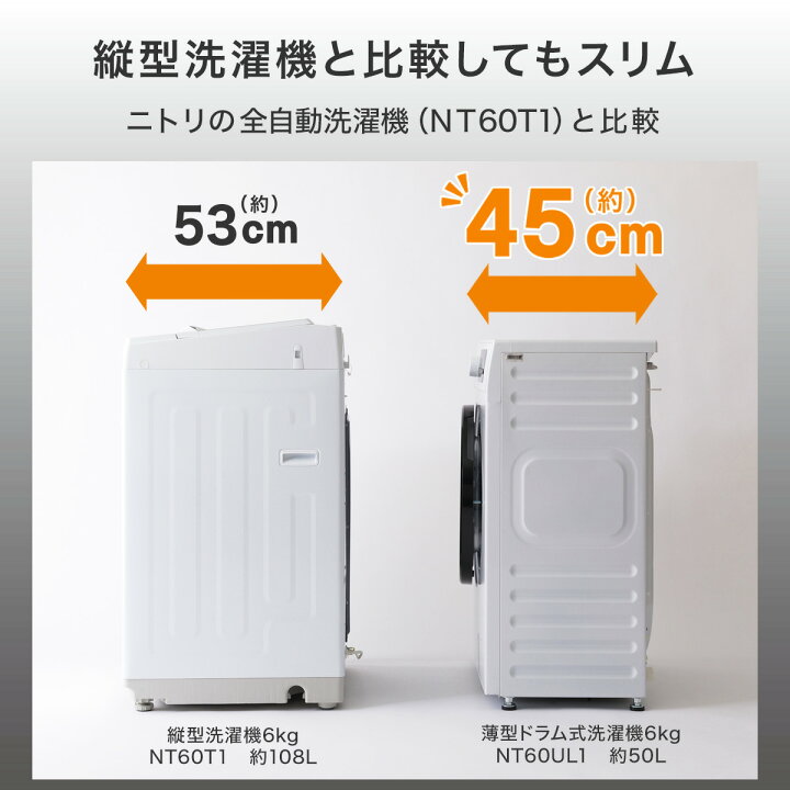 楽天市場】6kgスリムドラム式洗濯機（乾燥無し） (ND60UL1) ニトリ 