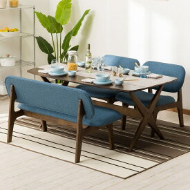 [幅160cm] リビングダイニングテーブル4点セット (LDリラックスワイド160WN-MBR/2P・1PチェアMBR　TBL) ニトリ 【配送員設置商品】 【5年保証】 【創業祭期間限定価格：1/5まで】