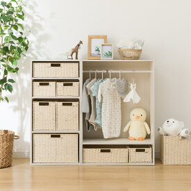 ハンガーポール付き キッズ・ベビー収納 カラーボックスNカラボワイドサイズ　ホワイトウォッシュ【玄関先迄納品】　ニトリ