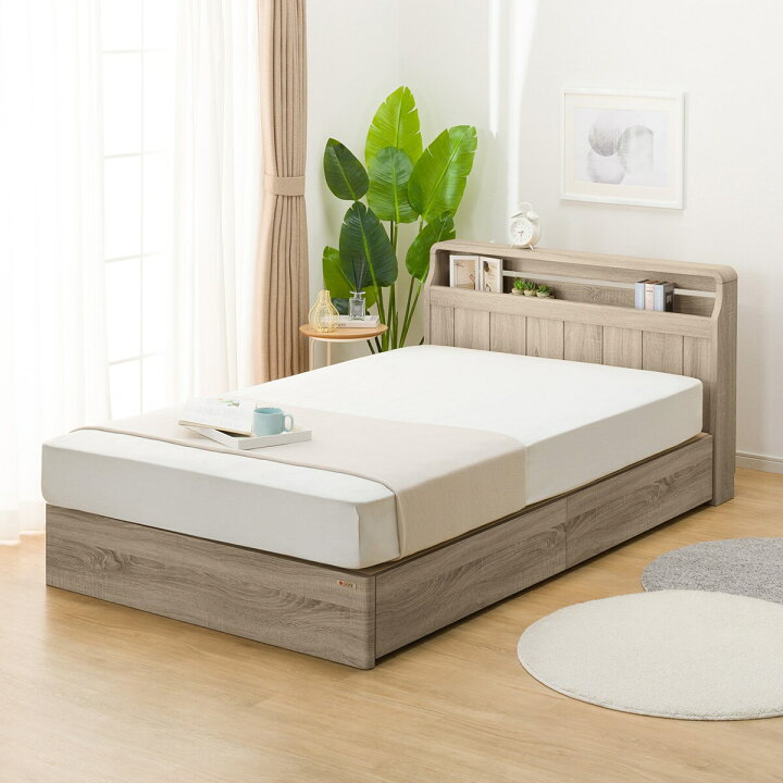 楽天市場】アンティーク調 棚付きベッドフレーム (引き出し付き PEL L  