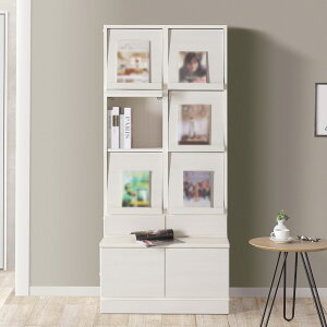 ベンチ付きラック フラップディスプレイタイプ (幅80.5cm 木目) ニトリ 【配送員設置商品】