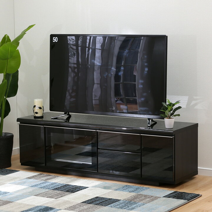 楽天市場】[幅150cm] 光沢のある木目模様が美しいローボード  