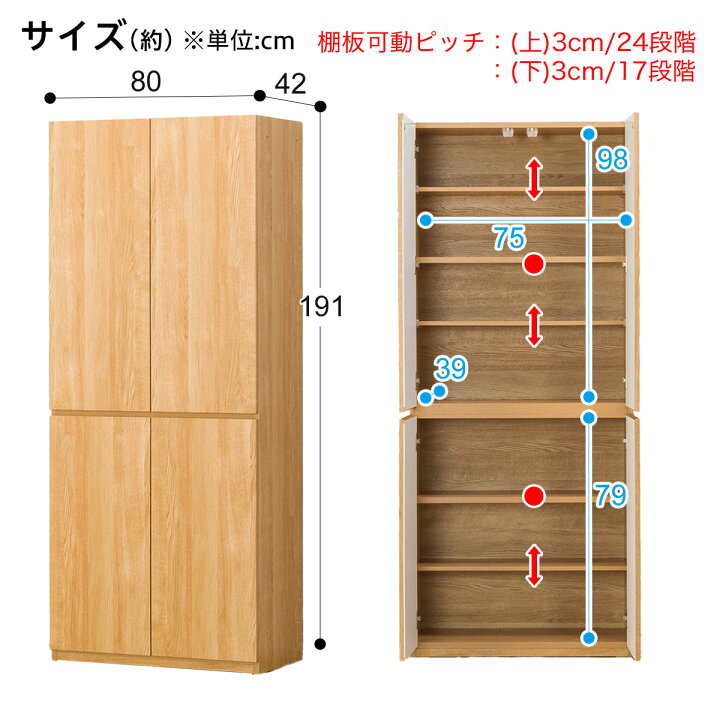 楽天市場 幅80cm 美しい光沢の壁面収納シリーズ キャビネット ポルテ 80dd ニトリ 完成品 配送員設置 5年保証 ニトリ