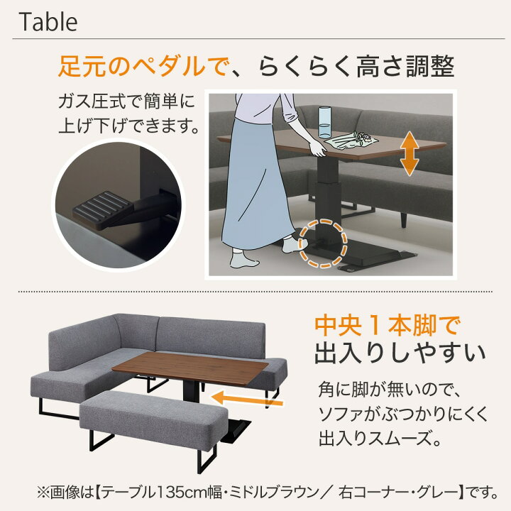楽天市場】リビングダイニングテーブル3点セット(LC-004 120/コーナー 