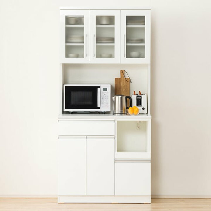 楽天市場】[幅90cm] キッチンボード (レジューム 90TG-H WH/90TL-R WH 