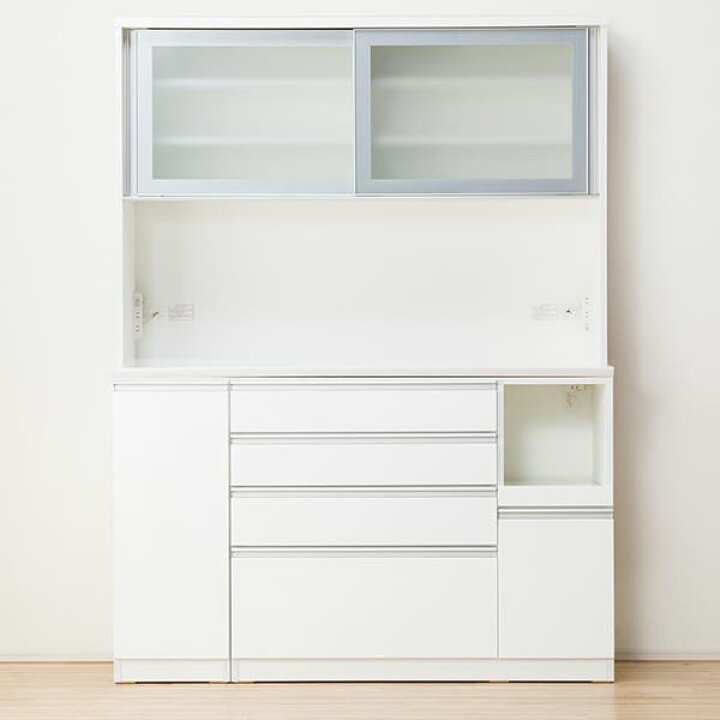 楽天市場】[幅150cm] 食器棚 (レジューム 150AG-S WH/150QH-R WH 