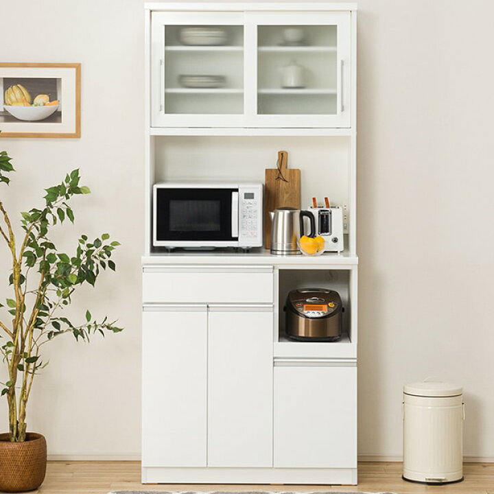 取付無料！ニトリ レジューム90 ホワイトインテリアキッチンカウンター 食器棚✨ 送料込み　ニトリ キッチンボード レジューム 90 ホワイト 食器棚