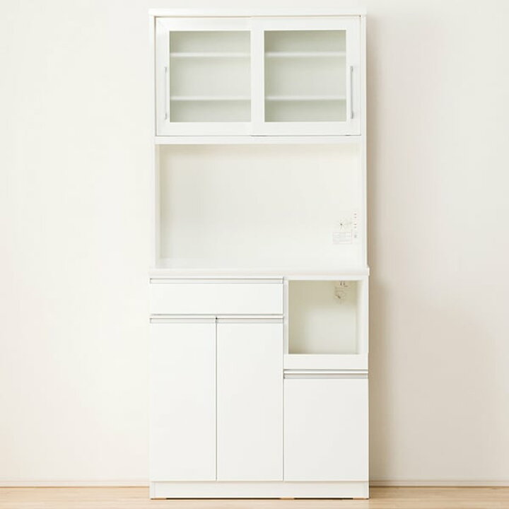 楽天市場】[幅90cm] キッチンボード (レジューム 90TG-S WH/90TH-R WH 