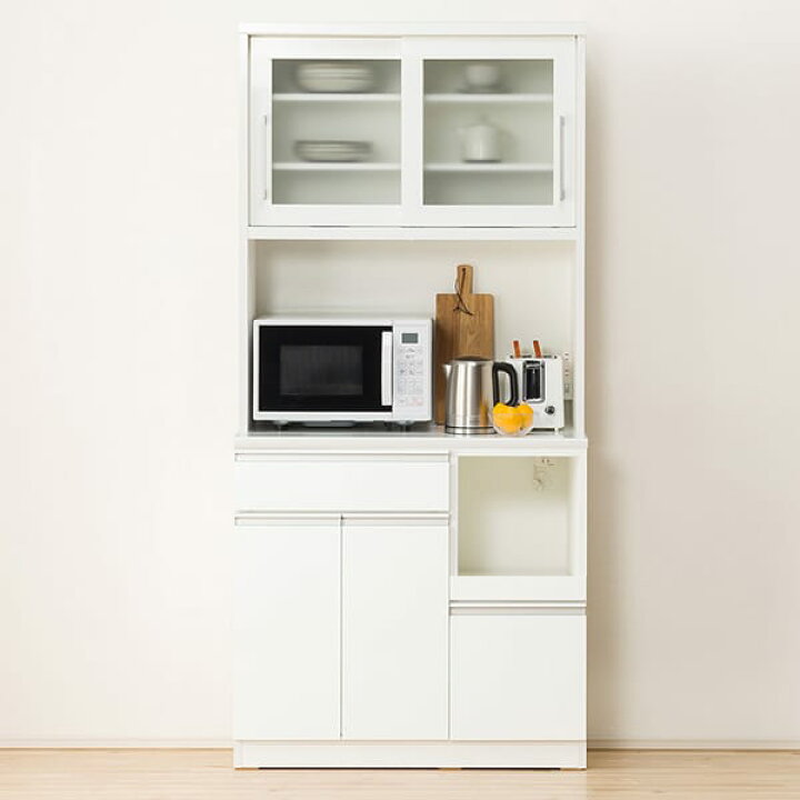 楽天市場】[幅90cm] キッチンボード (レジューム 90TG-S WH/90TL-R WH  