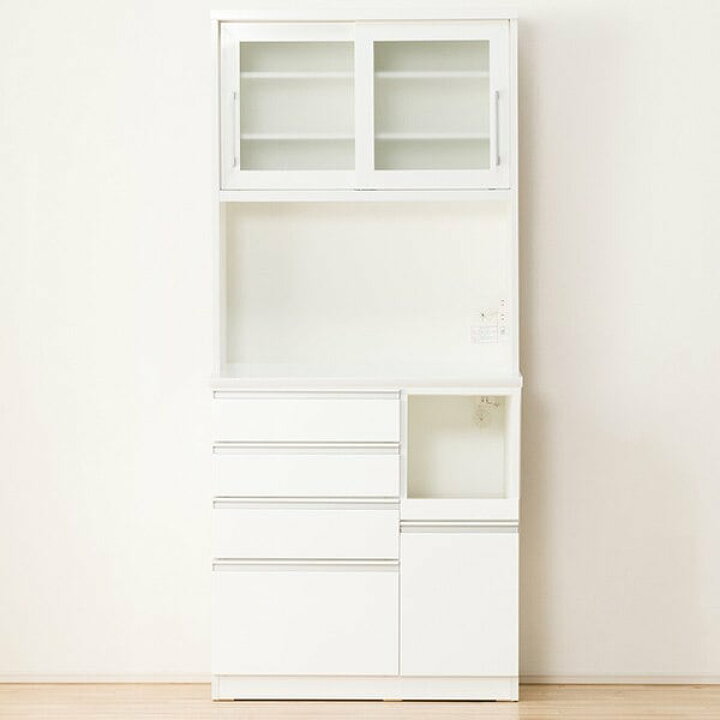 楽天市場】[幅90cm] キッチンボード (レジューム 90TG-S WH/90QH-R WH 
