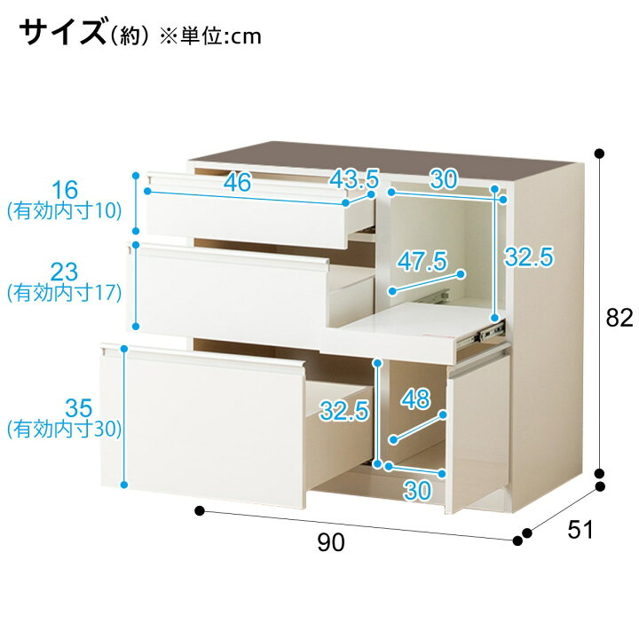 楽天市場】エントリーで全商品P5倍 [幅90cm] キッチンボード  