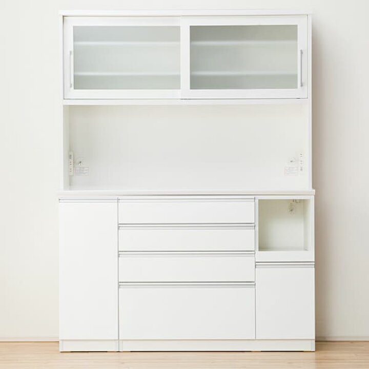 楽天市場】[幅150cm] 食器棚 (レジューム 150TG-S WH/150QH-R WH 