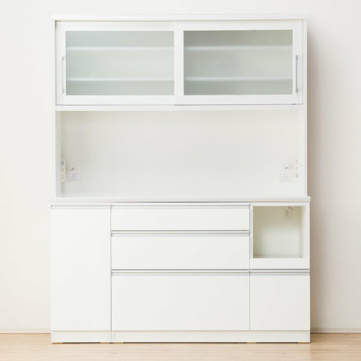 楽天市場】[幅150cm] 食器棚 (レジューム 150TG-S WH/150QL-R WH 