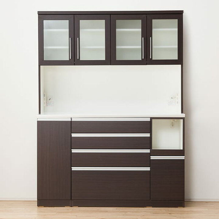楽天市場】[幅150cm] 食器棚 (レジューム 150TG-H DBR/150QH-R DBR 