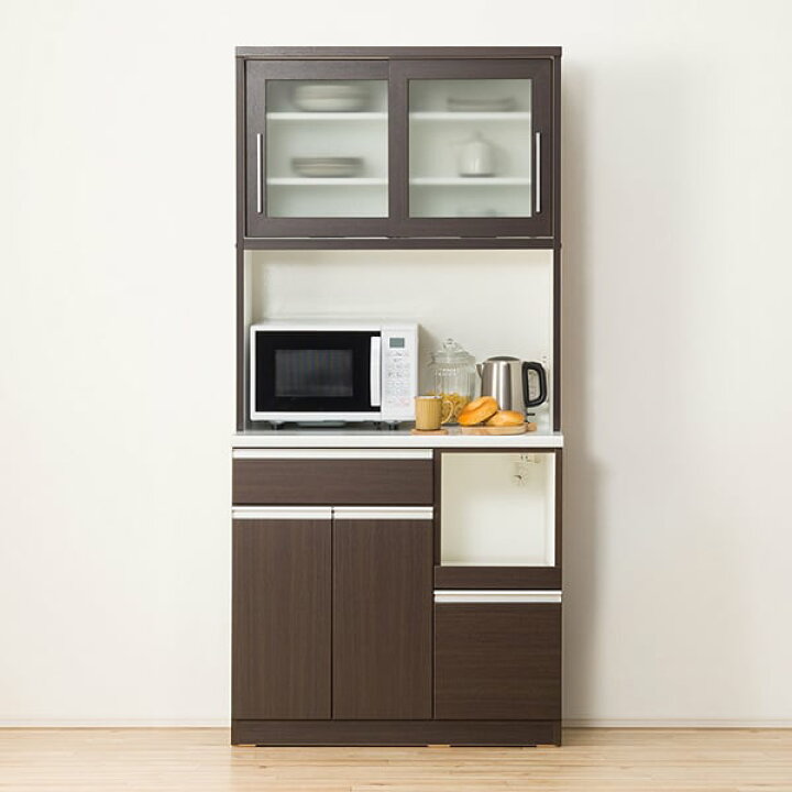 楽天市場】[幅90cm] キッチンボード (レジューム 90TG-S DBR/90TL-R  