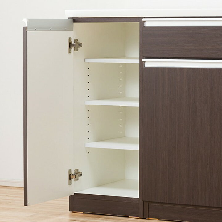楽天市場】[幅150cm] 食器棚 (レジューム 150TG-S DBR/150TL-R DBR 