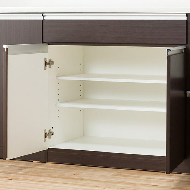 楽天市場】[幅150cm] 食器棚 (レジューム 150TG-S DBR/150TL-R DBR 