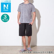 MENS クルーネックTシャツ＋ルームパンツ5分丈 ルームウェアセット(クール メッシュ ne)　ニトリ 【玄関…