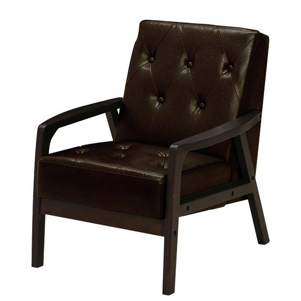レトロデザインなコンパクト1人用ソファ 表面は合成皮革でお手入れも簡単です 1人用ソファ オッジDBR ニトリ 玄関先迄納品 1年保証 おしゃれ いす チェア 1人用ソファー 椅子 ダークブラウン 2021年製 予約販売品 イス