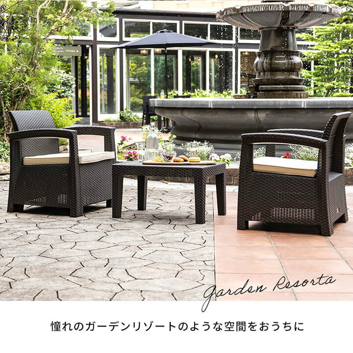 楽天市場】ラタン調ガーデンソファ3点セット （LZN ブラック） ニトリ 