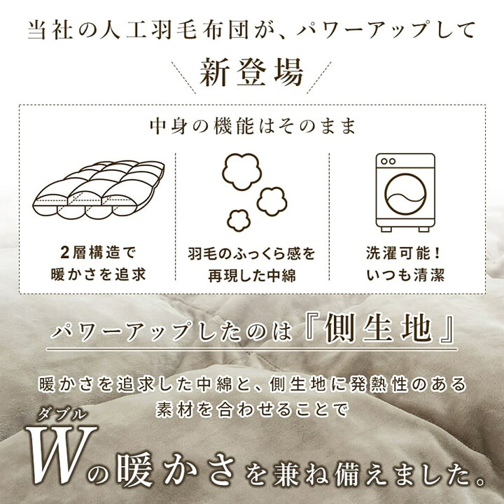楽天市場】掛け布団 布団 人工羽毛掛布団 吸湿発熱プラス（ADP 