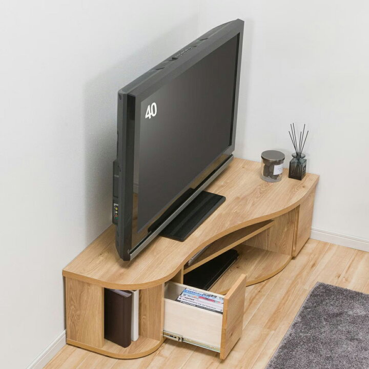 楽天市場】コーナー有効活用 流線形テレビボード (120cm) 【配送員設置 