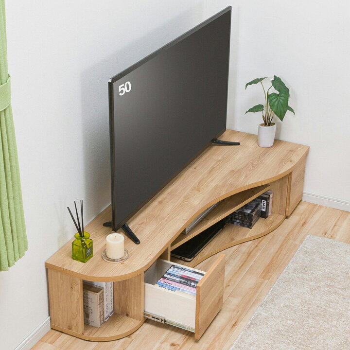 楽天市場】コーナー有効活用 流線形テレビボード (150cm) 【配送員設置 