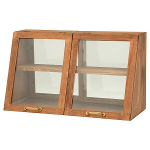 おしゃれなヴィンテージ風カウンター上収納ガラス扉〔幅60cm高さ35cm〕 (MUD-6068LBR) ニトリ メーカー直送・送料無料
