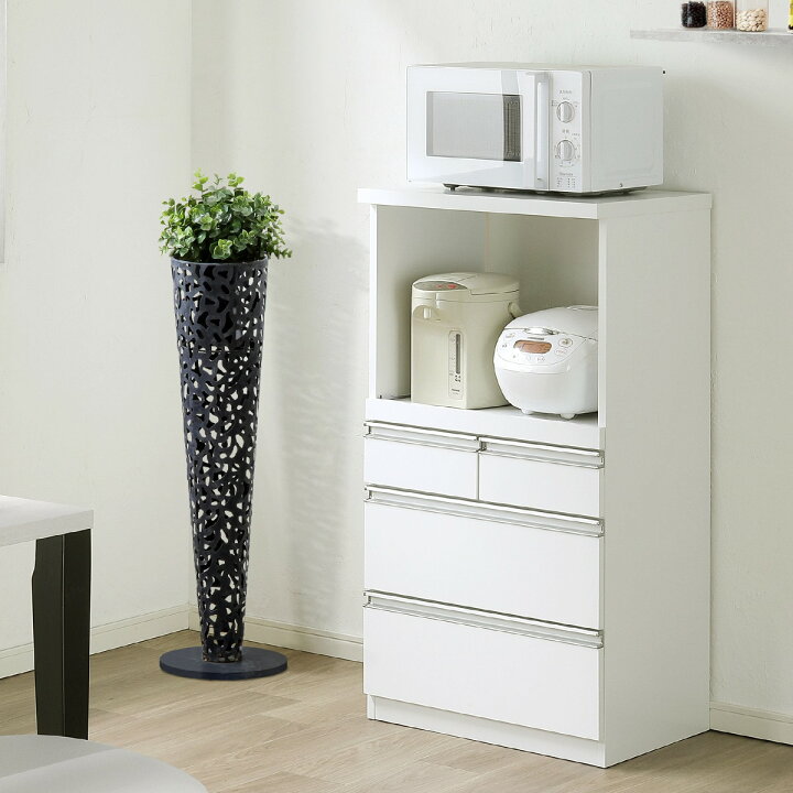 楽天市場】家電＆収納たっぷりレンジボード (引出しタイプ 幅57.5cm WH 