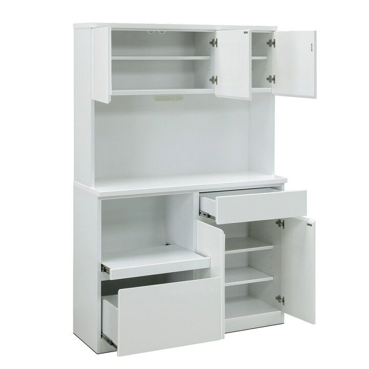 楽天市場】鏡面仕様のキッチンボード (幅120cm WH) 【配送員設置商品 