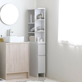 洗面所やキッチンにも使えるすき間収納　（幅20cm　WH）