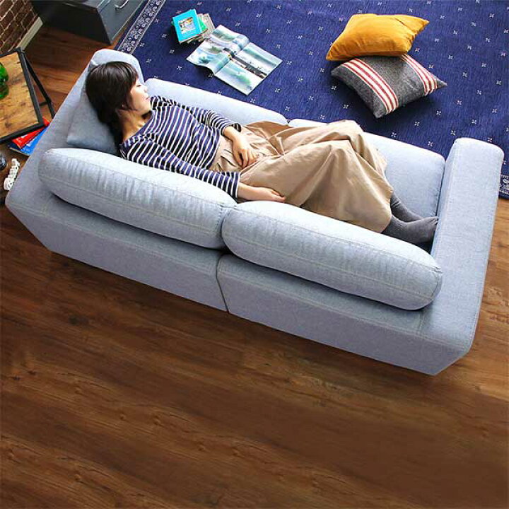 楽天市場】[幅177cm]おしゃれなデニム風2人用ソファ（クッション2個 
