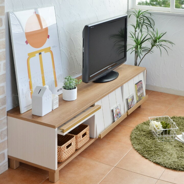 楽天市場】フレンチカントリーテイストのフラップ式扉テレビ台 （WH 
