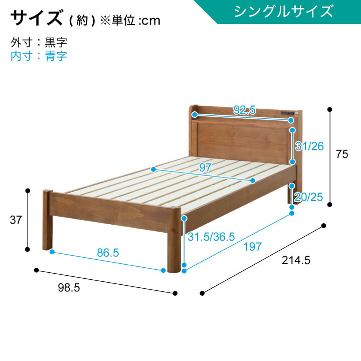 楽天市場】〔エントリーでP5倍〕頑丈こぼれ止め棚付きベッドフレーム  