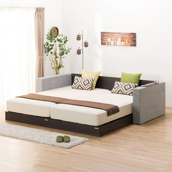 楽天市場】シングルフロアベッド2台セット+クッションキャビネット2個  