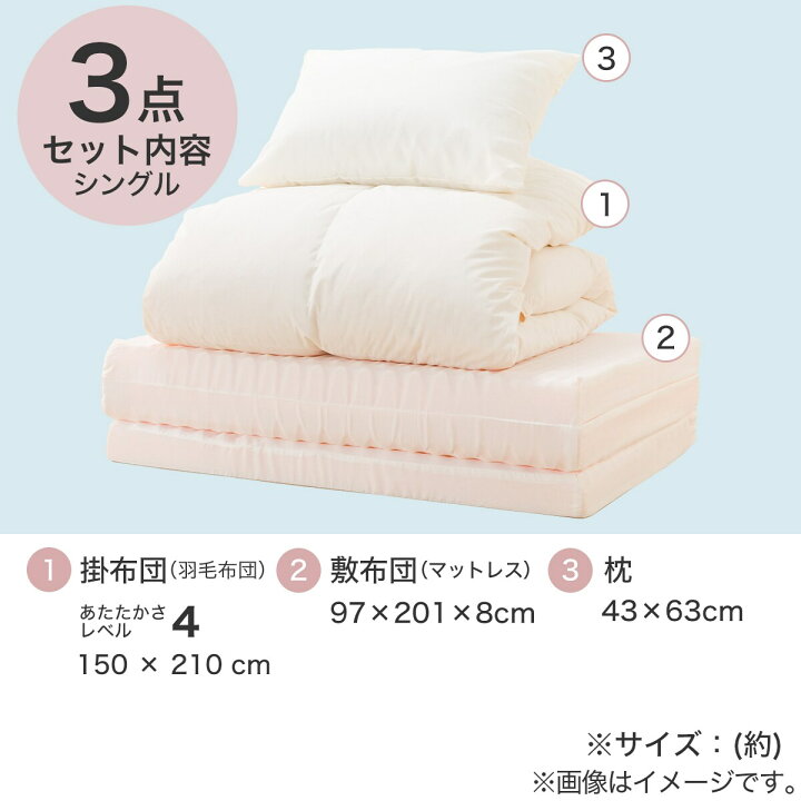 楽天市場】羽毛布団ダウン50％＋3つ折りプロファイルマットレス＋枕3点 