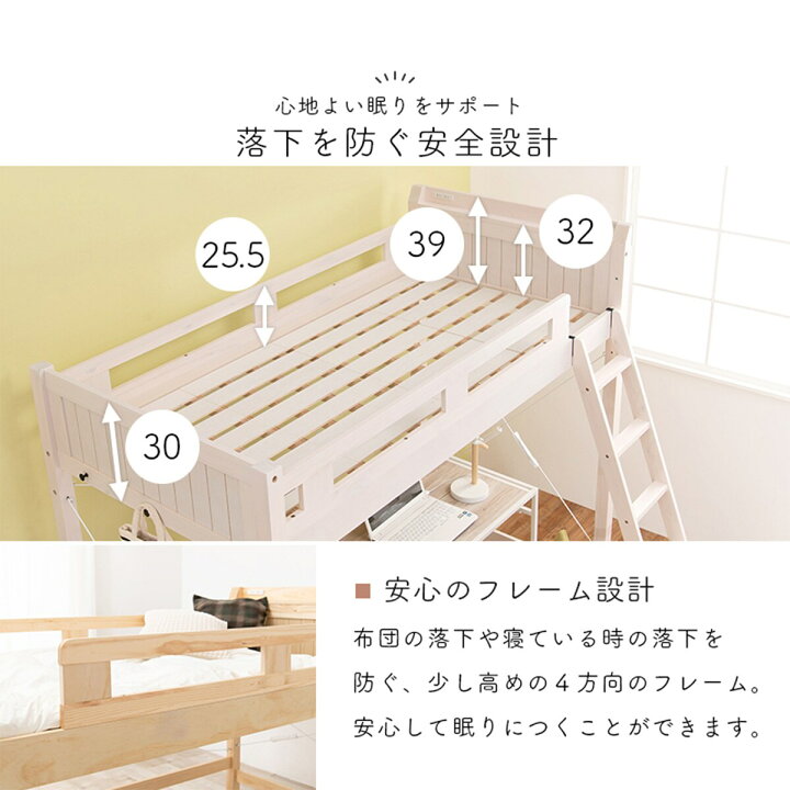 楽天市場】頑丈棚付きロフトベッド ハイタイプ （高さ186cm） ニトリ 