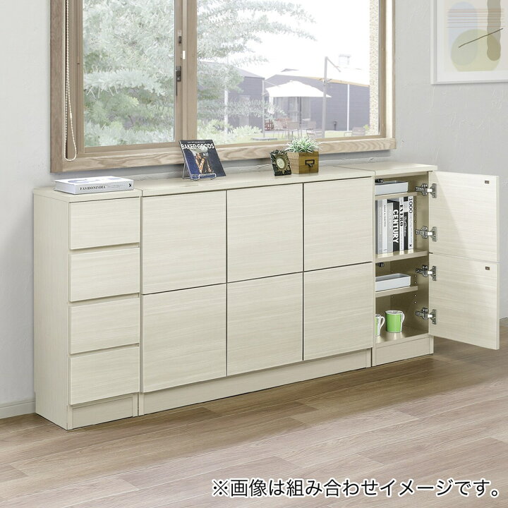 楽天市場】木目柄が美しい薄型スクエアキャビネット 扉2列(幅75cm 光沢 